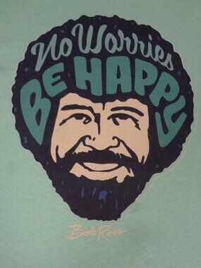 BOB ROSS NO WORRIES BE HAPPY LIGHT BLUE MEDIUM T-SHIRT L582